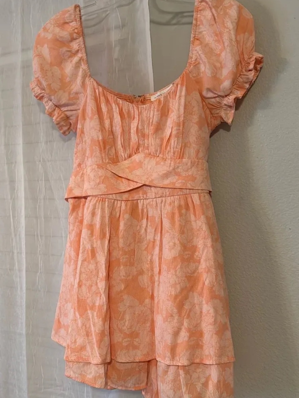 Altar'd State Peach and White Floral Mini Dress (fits like a small/med)